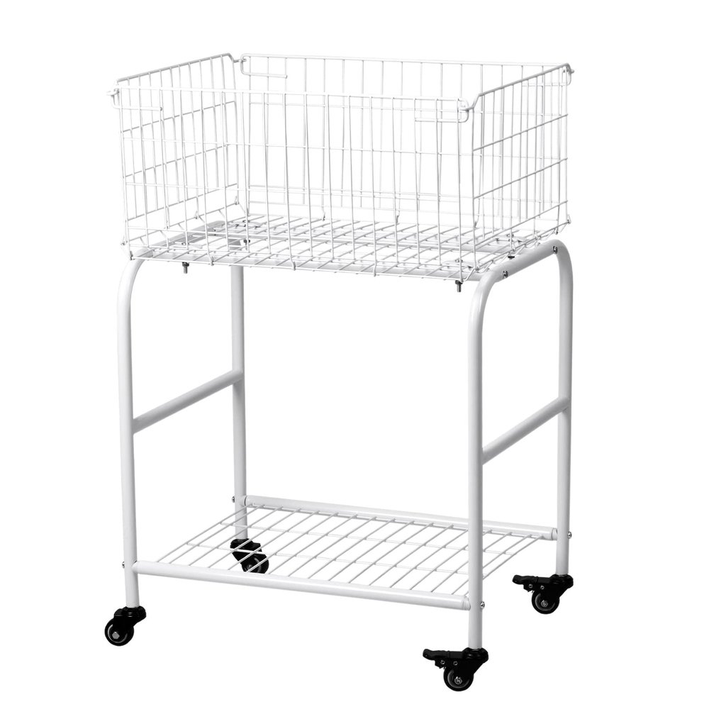 31 height Rolling Laundry Cart with Commerical Wheels- Large Capacity Foldable Hamper Basket, W hite Color | Bedroom, | Back to School, Organizer Storage for Home, Dorm apartment ( WHITE)