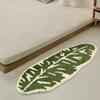 Green Leaf Shaped Bath Rug, 39x15 Inch Tropical Banana Leaf Bath Mat for Bathroom Sink Tub and Bedroom, Absorbent Ultra Soft Runner Rug, Tropical Plant Decor view 2