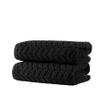 BAGNO MILANO Turkish Cotton Bath Towels, Hand Towels - Soft Plush Jacquard Collection Luxury Towels Set (Black, 2 pcs Bath Towel Set) view 1