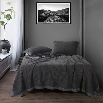 HiEnd Accents Cotton Waffle Weave Slate Full/Queen Coverlet Set