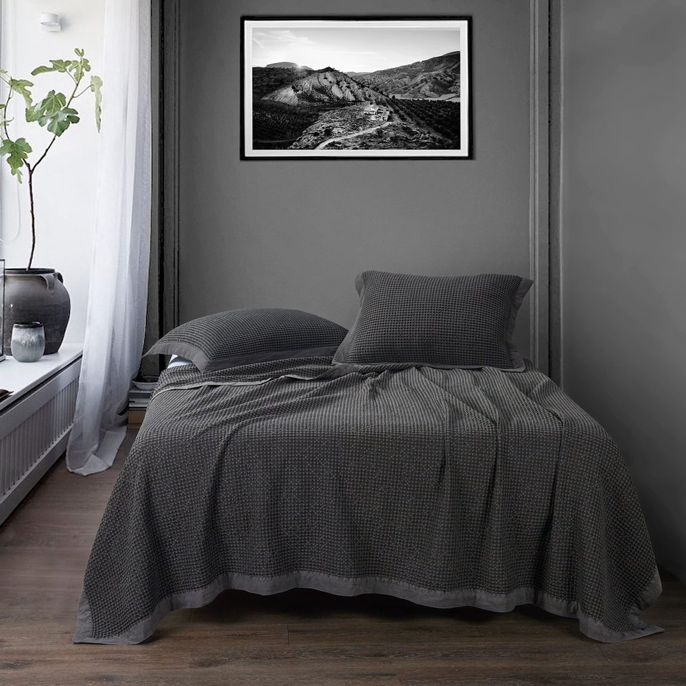 HiEnd Accents Cotton Waffle Weave Slate Full/Queen Coverlet Set