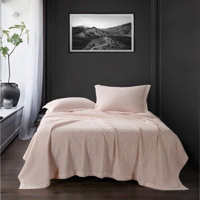HiEnd Accents Cotton Waffle Weave Blush Full/Queen Coverlet Set