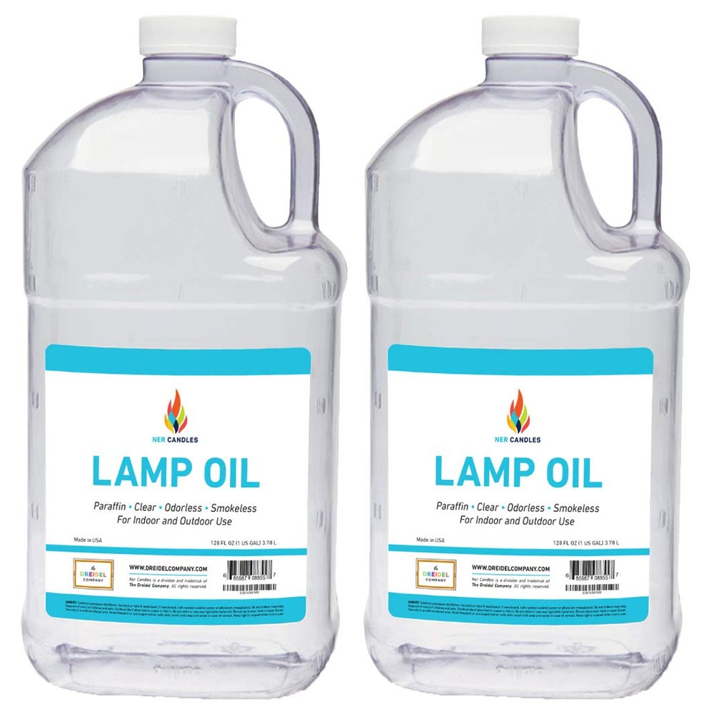 The Dreidel Company Liquid Paraffin Lamp Oil - 1 Gallon - Smokeless, Odorless, Ultra Clean Burning Fuel for Indoor and Outdoor Use (2 Pack)