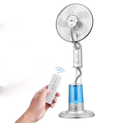LLYB Cooling Fan 4 in 1 Humidifier Mist Fan, Pedestal Fan with Remote Control, 5 Blades -3 Speed Level Stand Fan - 180Oscillating Fan -Ideal for Home and Office Oscillation Function