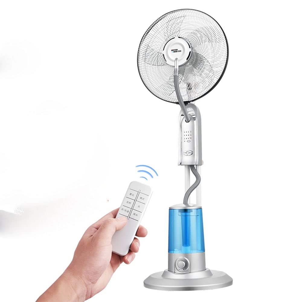 LLYB Cooling Fan 4 in 1 Humidifier Mist Fan, Pedestal Fan with Remote Control, 5 Blades -3 Speed Level Stand Fan - 180Oscillating Fan -Ideal for Home and Office Oscillation Function