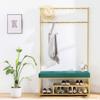 LHHL 3-in-1 Entryway Hall Tree Coat Rack Heavy Duty MDF Coat Stand with Storage Shelf Bench Hooks Industrial Furniture with Stable Metal Frame (Color : Gold Green, Size : 60x35x175cm) view 2