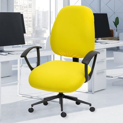 Stretchable Desk Office Chair Seat Covers - Universal Stretch Computer Chair Slipcover - 180GSM Washable Rotating Backrest Coverings & Cushion Protectors for Dogs, Cats, Pets, Yellow