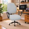 Stretchable Separate Office Chair Seat Covers - Universal Stretch Computer Chair Slipcover - Washable Rotating Backrest Coverings & Cushion Protectors for Dogs, Cats, Pets, Light Gray view 1