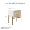 Andrew End, Bedside or Side Table in Matte White Finish with Two Natural Rattan Drawers Doors for Storage and Brass Gold Accents for Living Room or Bedroom, White/Cane/Gold view 2