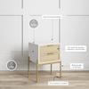 Andrew End, Bedside or Side Table in Matte White Finish with Two Natural Rattan Drawers Doors for Storage and Brass Gold Accents for Living Room or Bedroom, White/Cane/Gold view 4