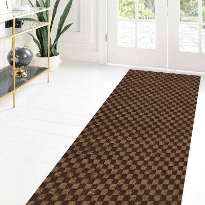 Custom Size Runner Rug 4 ft x 4 ft, 2-82ft Carpet Runners Hallway Entryway Kitchen Garage Laundry Room Area Rugs with Non-Slip Rubber Backing, Checkered Brown