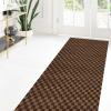 Custom Size Runner Rug 4 ft x 4 ft, 2-82ft Carpet Runners Hallway Entryway Kitchen Garage Laundry Room Area Rugs with Non-Slip Rubber Backing, Checkered Brown view 1