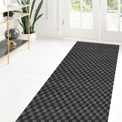 Custom Size Runner Rug 4 ft x 4 ft, 2-82ft Carpet Runners Hallway Entryway Kitchen Garage Laundry Room Area Rugs with Non-Slip Rubber Backing, Checkered Black