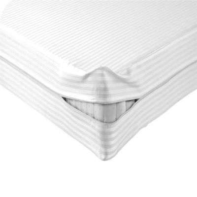 Kings Loft 100% Egyptian Cotton Mattress Cover, 1000 Thread Counts 4 Inch Deep Pocket Twin Size, Stripe White Zipper Around The Mattress