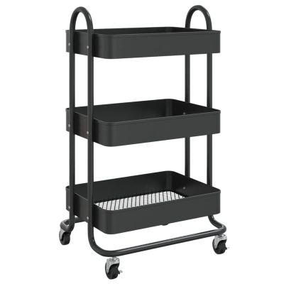 Tidyard 3-Tier Trolley, Steel Storage Cart with 4 Wheels, 16.9inx13.4inx31.1in for Office, Kitchen, or Beauty Supplies