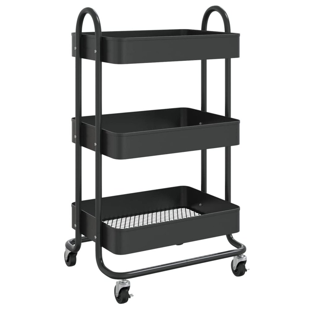 Tidyard 3-Tier Trolley, Steel Storage Cart with 4 Wheels, 16.9inx13.4inx31.1in for Office, Kitchen, or Beauty Supplies