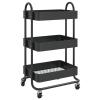 Tidyard 3-Tier Trolley, Steel Storage Cart with 4 Wheels, 16.9inx13.4inx31.1in for Office, Kitchen, or Beauty Supplies view 1