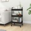 Tidyard 3-Tier Trolley, Steel Storage Cart with 4 Wheels, 16.9inx13.4inx31.1in for Office, Kitchen, or Beauty Supplies view 2