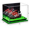 Better Display Cases Acrylic Kids Shoes Display Case - Medium Rectangle Box with Mirror Case, Red Risers and Turf Base 12" x 8.25" x 8" (A004/ V41) view 2