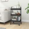 Tidyard 3-Tier Trolley, Anthracite Steel Utility Cart with 4 Wheels and Brakes, 16.9x13.4x31.1 Inches for Office, Beauty and Kitchen Organization view 2