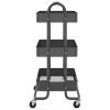 Tidyard 3-Tier Trolley, Anthracite Steel Utility Cart with 4 Wheels and Brakes, 16.9x13.4x31.1 Inches for Office, Beauty and Kitchen Organization view 3