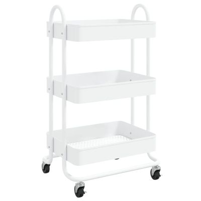Tidyard 3-Tier Trolley, Steel Storage Cart with 4 Wheels, 16.9inx13.4inx31.1in for Office, Kitchen, or Beauty Supplies