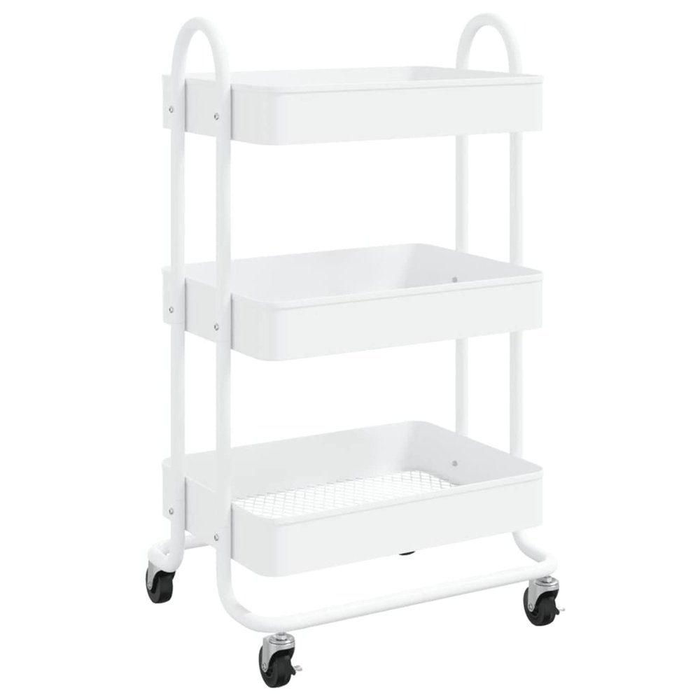 Tidyard 3-Tier Trolley, Steel Storage Cart with 4 Wheels, 16.9inx13.4inx31.1in for Office, Kitchen, or Beauty Supplies