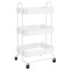 Tidyard 3-Tier Trolley, Steel Storage Cart with 4 Wheels, 16.9inx13.4inx31.1in for Office, Kitchen, or Beauty Supplies view 1
