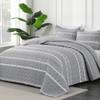 Andency Oversized Super King Quilt Set Grey, 3 Pieces Boho Lightweight Soft Striped Bedspread for All Season (120"x120"), Gray Printed Bohemian Microfiber Reversible Coverlet Comforter Sets view 2