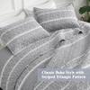 Andency Oversized Super King Quilt Set Grey, 3 Pieces Boho Lightweight Soft Striped Bedspread for All Season (120"x120"), Gray Printed Bohemian Microfiber Reversible Coverlet Comforter Sets view 4