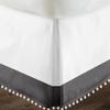 Amuze Bedding Pom Pom Two Tone BedSkirt 100% Egyptian Cotton Top-Knot Tassle White Pompom Fringe Solid Pattern, 16 Inch Drop, Full(White/Dark Grey) view 3