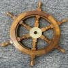 12" Nautical Wheel Wooden Ship Steering Wheel Home Dcor Wood With Brass Inlay view 3