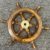 12" Nautical Wheel Wooden Ship Steering Wheel Home Dcor Wood With Brass Inlay view 4