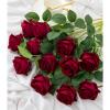 Hawesome 12PCS Artificial Flowers Fake Roses, Realistic Velvet Long Stem Red Roses Bouquet for Wedding Centerpiece Home Decor Party & Valentines (Wine) view 1