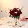 Hawesome 12PCS Artificial Flowers Fake Roses, Realistic Velvet Long Stem Red Roses Bouquet for Wedding Centerpiece Home Decor Party & Valentines (Wine) view 4