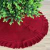 48-Inch Ruffled Sweater Knit Christmas Tree Skirt with Lace Ties, Burgundy view 1