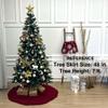 48-Inch Ruffled Sweater Knit Christmas Tree Skirt with Lace Ties, Burgundy view 3