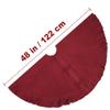 48-Inch Ruffled Sweater Knit Christmas Tree Skirt with Lace Ties, Burgundy view 4