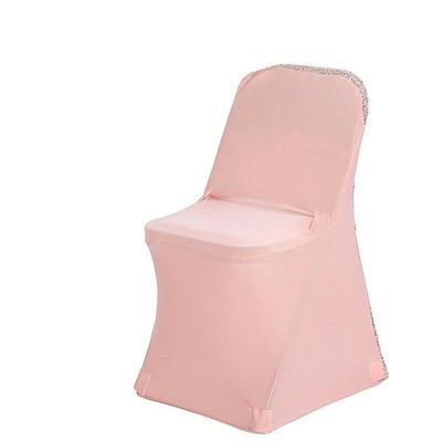 1 Pcs Rose Gold Spandex Folding Chair Cover with Glittered Metallic Back Decorations