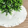 48-Inch Ruffled Sweater Knit Christmas Tree Skirt with Lace Ties, Cream White view 1