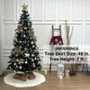 48-Inch Ruffled Sweater Knit Christmas Tree Skirt with Lace Ties, Cream White view 3