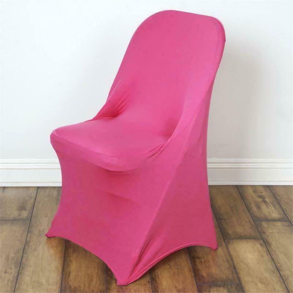 1 Pcs Fuchsia Folding Stretch Spandex Chair Cover Event Banquet Reception Decorations