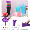 Potchen 36 Pcs Glitter Reusable Tumbler with Straws and Lids, Plastic Cup with Lids and Straws Bulk, Water Bottle Iced Coffee Cold Drink Travel Mug, Colorful Cups for Party Birthdays view 3