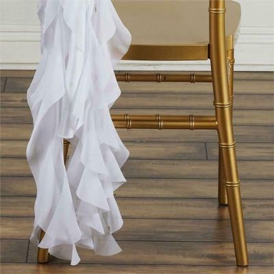 1 Pcs White Chiffon Curly Chair Sash Wedding Party Decorations