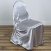 6 Pcs Silver Satin Universal Chair Cover for Wedding Banquet Reception Light Gray view 2