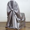 6 Pcs Silver Satin Universal Chair Cover for Wedding Banquet Reception Light Gray view 3