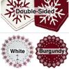 Starry Dynamo 60-Inch Reversible Knit Tree Skirt with Christmas StarInspired Pointed Edge Border and Lace-Up Closures, Machine Washable Thick Acrylic Yarn, Burgundy & White view 3