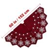 Starry Dynamo 60-Inch Reversible Knit Tree Skirt with Christmas StarInspired Pointed Edge Border and Lace-Up Closures, Machine Washable Thick Acrylic Yarn, Burgundy & White view 4