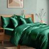 Manyshofu 6Pcs Dark Green Duvet King Size Cover Set With Satin Fitted Sheet - Not Comforter, Cooling & Silky Comforter Cover Set Satin Duvet Cover Sheets (4 Pillowcases, 1 Duvet Cover, 1 Fitted Sheet) view 1