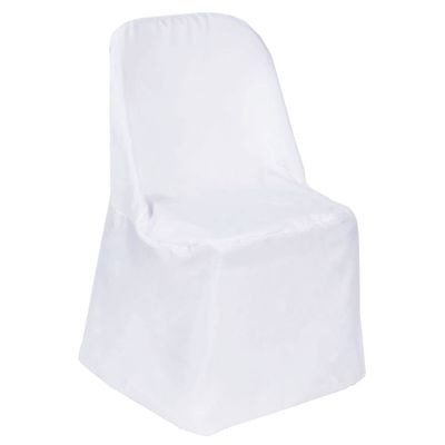 10 Pcs White Polyester Folding Chair Covers Wedding Banquet Reception Decorations